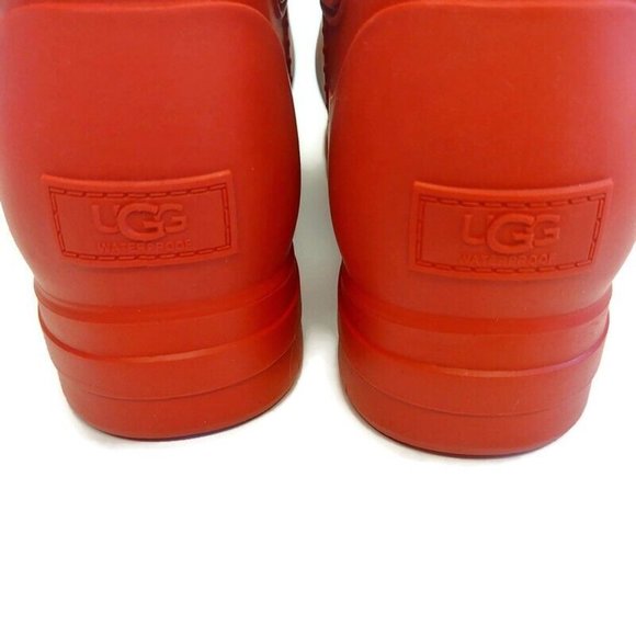 UGG Droplet Rain Boots Womens Size 12 Waterproof Rubber Wool 1130831 Samba Red - Picture 6 of 8